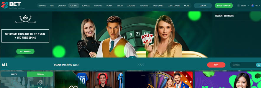 22Bet online casino NZ